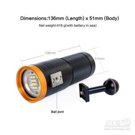 Video dive light PV52T 5000Lm SUPE