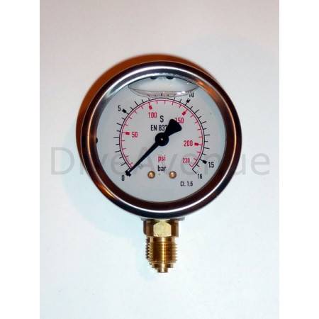 Vertical pressure gauge 0-16bars stainless steel dia. 63mm