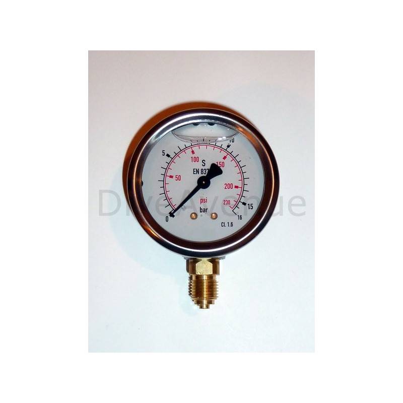 Vertical pressure gauge 0-16bars stainless steel dia. 63mm