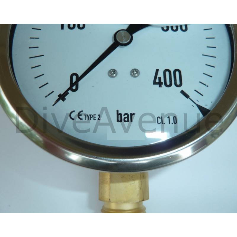 Vertical pressure gauge 0-400bars stainless steel Ø100mm