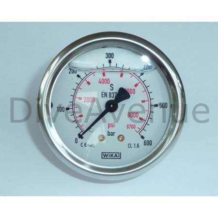 Panel pressure gauge 0-600bars+PSI stainless steel Ø63mm