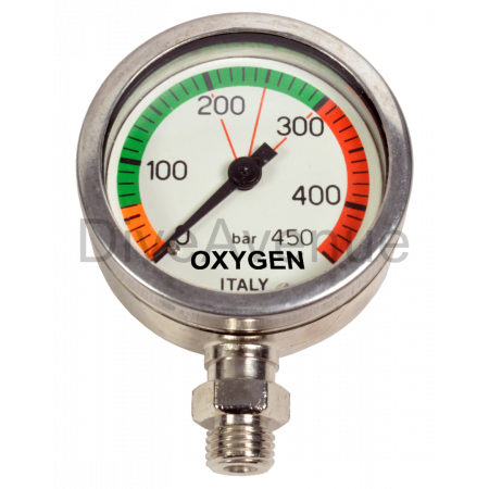 OXYGEN pressure gauge 0-450bars submersible diameter 52mm