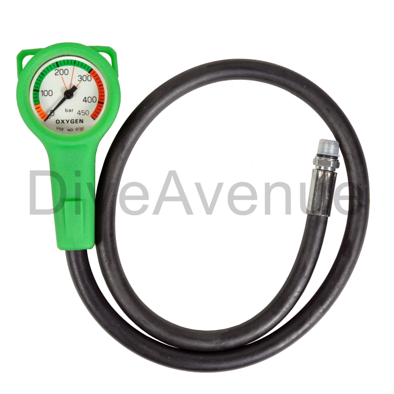 Oxygen Manometer 52mm slim 450 BAR - 80cm hose Oxygen Manometer 52mm slim 450 BAR - 80cm hose