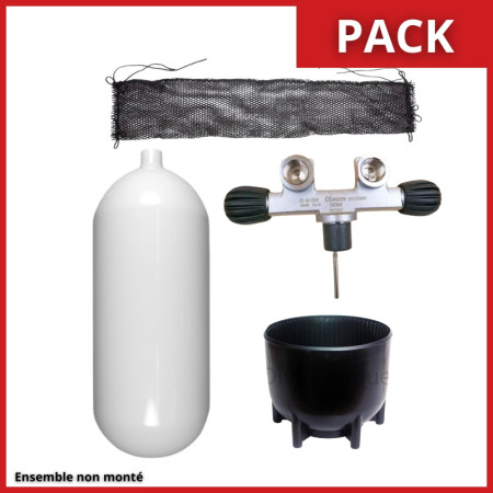Pack diving tank steel 12 L short 232 bar with double valve