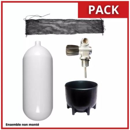 Diving tank pack 15L 232bar galvanized with double valve and boot