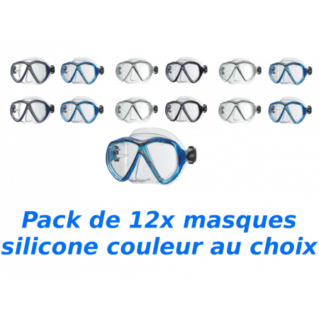 Two lens dive mask in silicon - 12x pieces pack