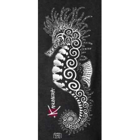 Kanumera T-Shirt Men's V-Neck with Seahorse Tattoo