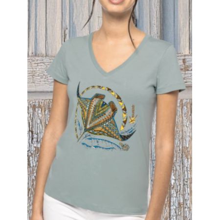T-shirt Kanumera Femme Bio Col V Les Raies