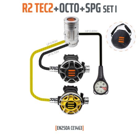 TECLINE R2 TEC2 regulator pack, complete with octopus and SPG