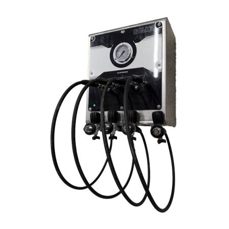 Rampe de gonflage inox à 4 sorties avec flexibles et robinets