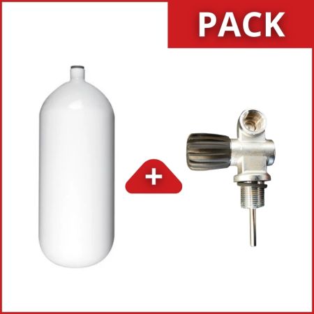 Pack bouteille de plongée 12 L court 232 bar avec robinet 1 sortie AIR DIN 232 bar marque Li