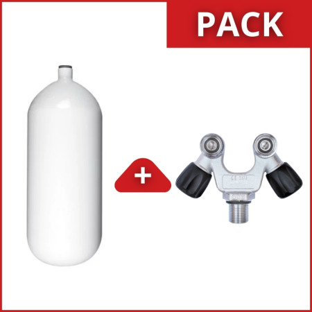 Short cylinder 12 L pack, 232 bar, with double M25x2 V-type fittings