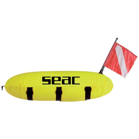 Inflatable surface bouy with alpha flag