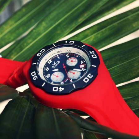 RED silicon band A.D.N.A watch