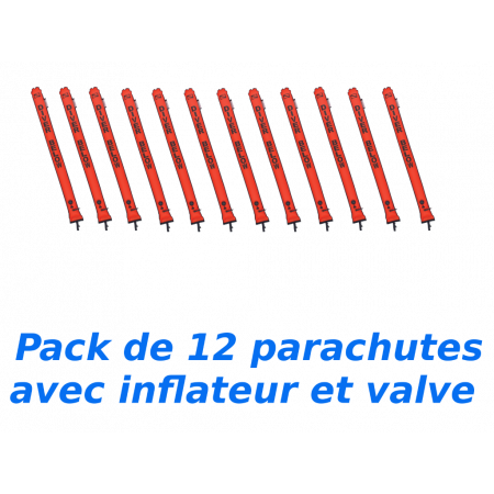 Parachute de palier 1.82m avec inflateur + valve x12