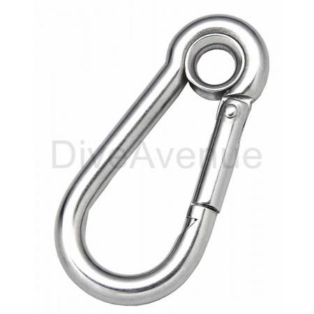 Stainless steel carabiner snap hook with eyelet 50mm