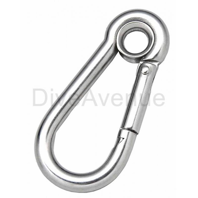 Stainless steel carabiner snap hook with eylet 50mm- DIVEAVENUE