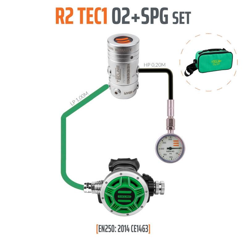 Diving regulator oxygen pack R2-TEC1 O2 M26 + Gauge - TECLINE