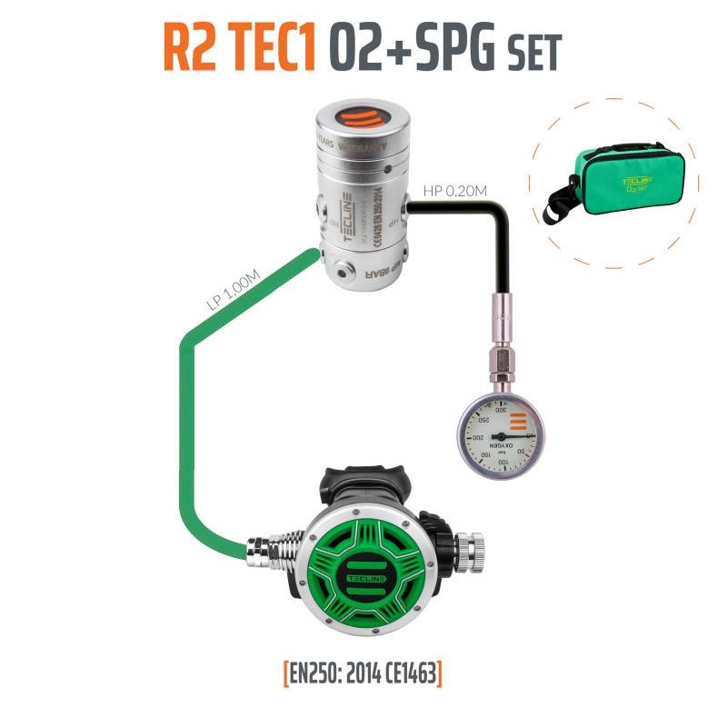 TECLINE R2-TEC1 O2 M26 + MANO Pack détendeur plongée oxygène TECLINE R2-TEC1 O2 M26 + MANO Pack détendeur plongée oxygène