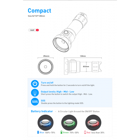 copy of Diving light DIVEPRO D5-3 1150Lm 10°