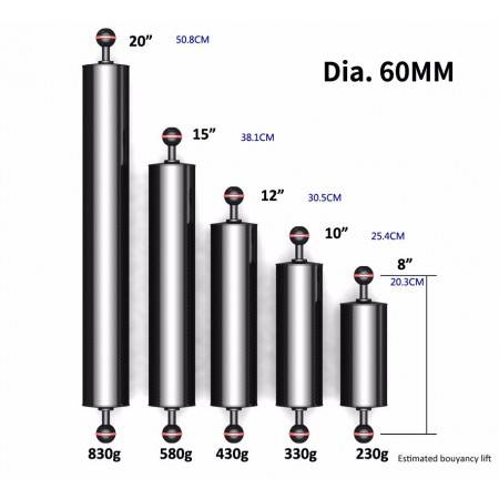Bras flottant carbone Ø60mm L20cm à 50cm DIVEPRO 