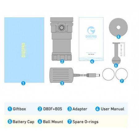 Underwater video dive light DIVEPRO DIVEPRO MASTER 8000Lm 95°