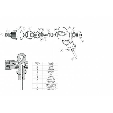 Scuba valve AIR DIN 232 bars M25x2 2 outlets