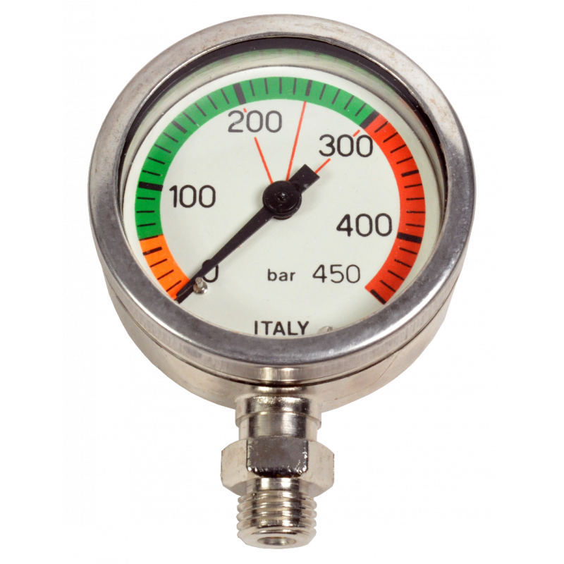 0-450bars underwater pressure gauge mineral glass