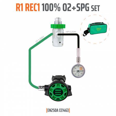 REGULATOR R1 REC1 100% O2 M26x2 with SPG TECLINE