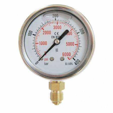 Vertical pressure gauge 0-400 bars D63mm